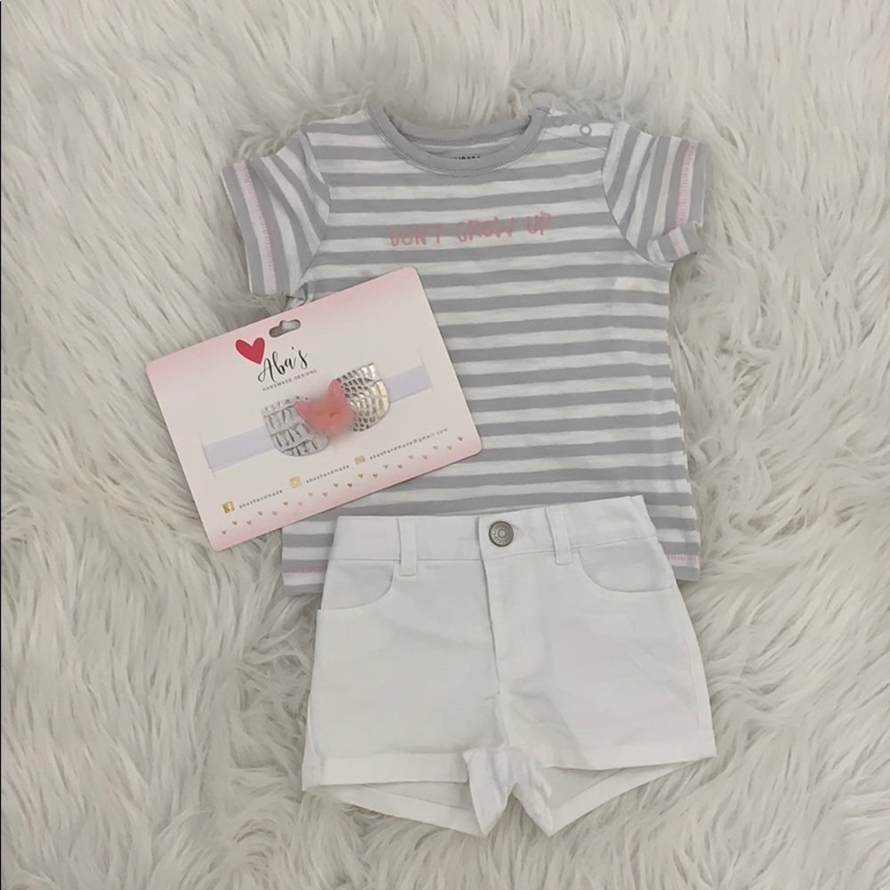 Baby girl 12-18M bundle (shirt, short & headband)